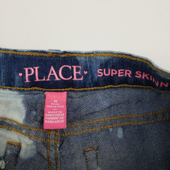 Girl's custom bleached shredded super skinny jeans children's place size 6 plus - Picture 3 of 5